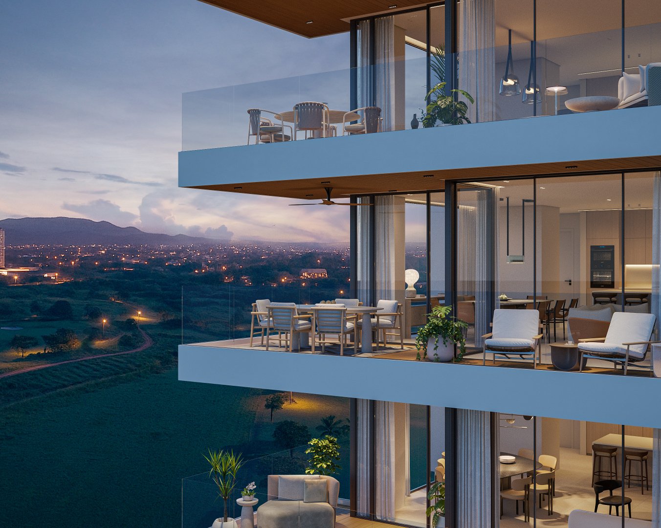 Render de Arena con vista panorámica desde el exterior del edificio